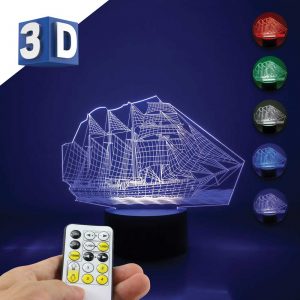3D LED dečija noćna lampa Brod
